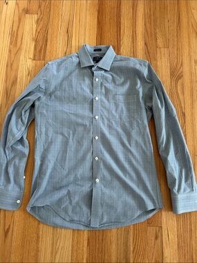 J. Crew Men's Blue Windowpane Button-Up Dress Shirt